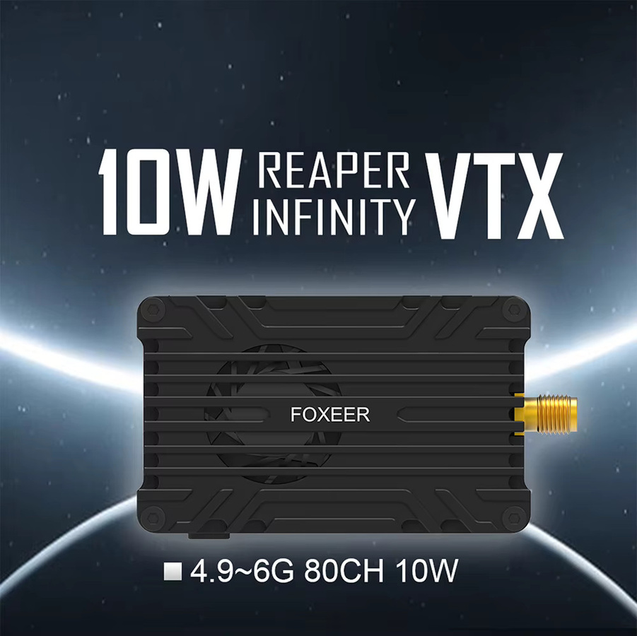 Foxeer Reaper Extreme V2 VTX FPV Videosender 3W 10W 80CH 4,9-6G Schwarz mit integriertem Mikrofonlüfter für Langstrecken-Drohnen - Bild 2