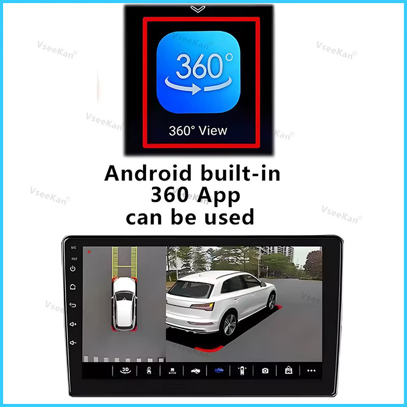 VseeKan 360° Panorama-Systemkamera für Android-Multimedia-Bildschirme mit 3D AHD 1080P WDR und 200° Weitwinkel in Schwarz - Bild 3