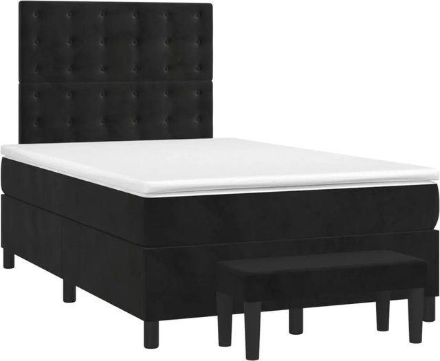 vidaXL Boxspringbett mit Matratze in Schwarz aus Samt, B/T/H: 120 x 190 cm - Bild 1