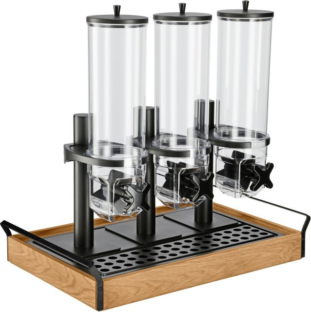 VEGA Müslispender Esino dreifach, GN 1/1, 3x 4l, eiche/schwarz, rechteckig, B: 38.6 cm, T: 61.9 cm, H: 56.2 cm - Bild 1