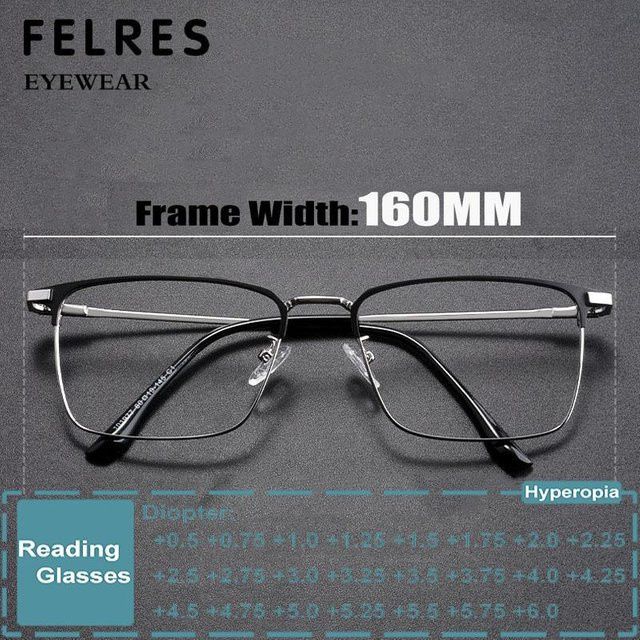 FELRES Lesebrille, Metall, Vollrand, rechteckig, Herren, Blaulichtfilter - Bild 1