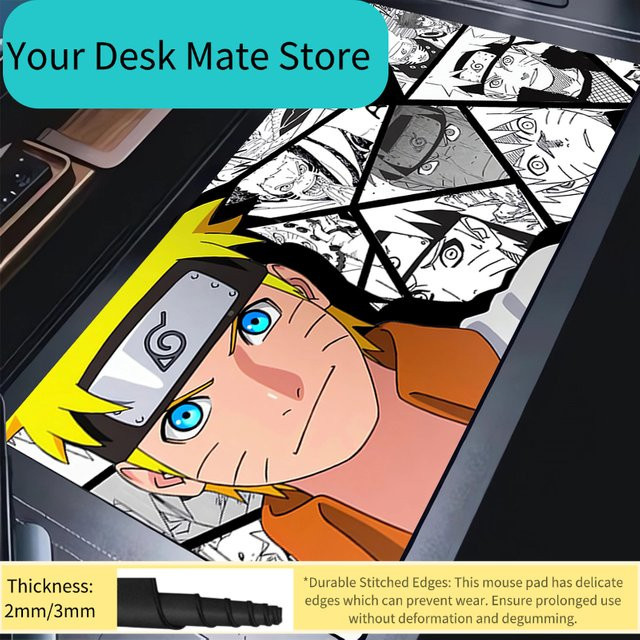 Bandai Naruto Uzumaki Mauspad im Japan Anime Design Schwarz-Weiß für Gaming und PC - Bild 1