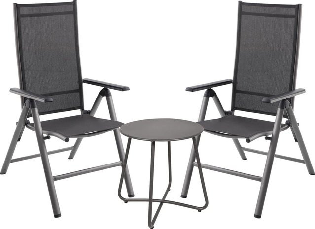 DELUKE Balkonmöbel-Set INES 3-teilig aus Kunststoff in Schwarz Matt - Bild 1