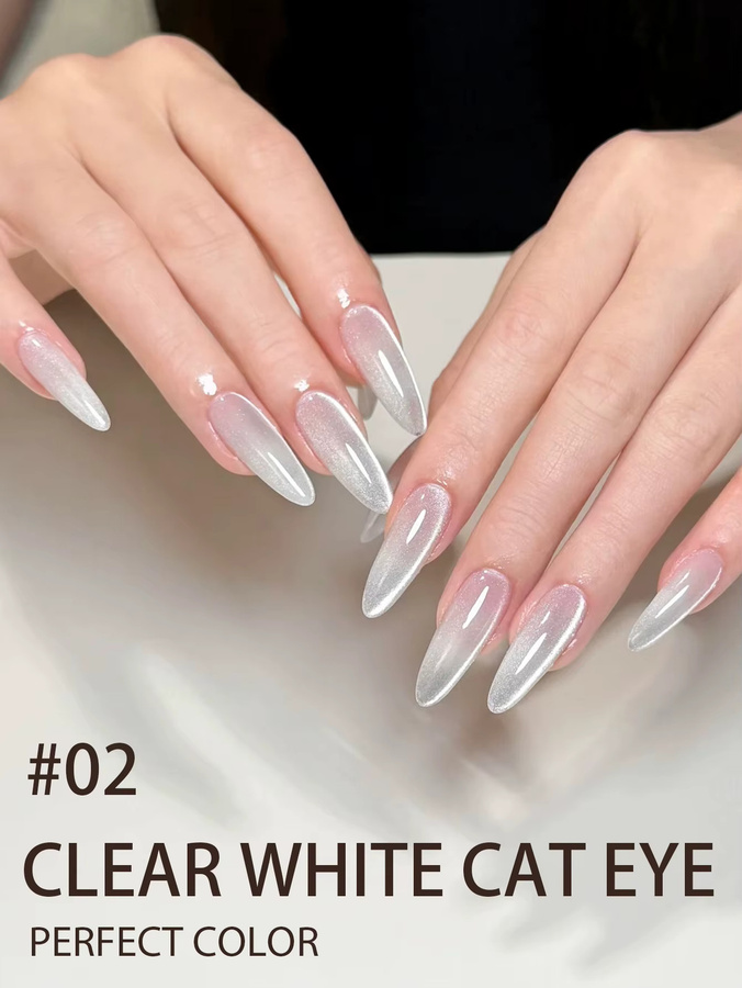 PERFEKTE FARBE Cat Eye Gel-Nagellack-Set, Clear White, Schimmernd - Bild 4