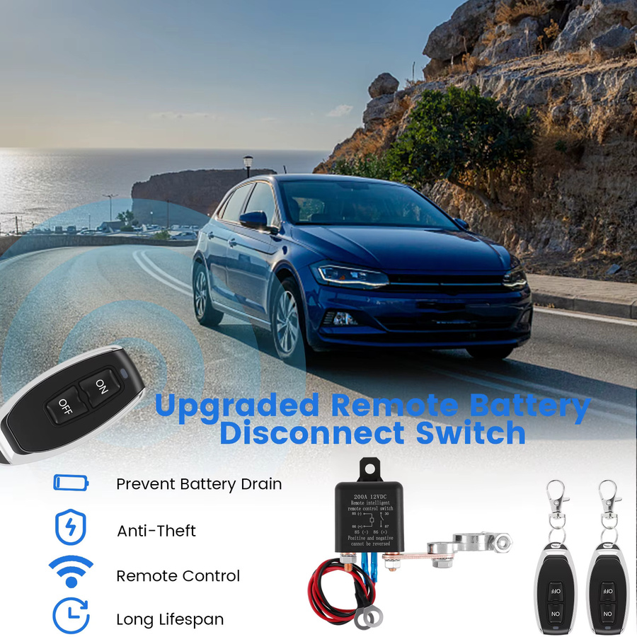 everso Fernbedienung Batterie Trennschalter 12V 200/250A mit Relais in Schwarz für Auto RV Boot - Bild 4