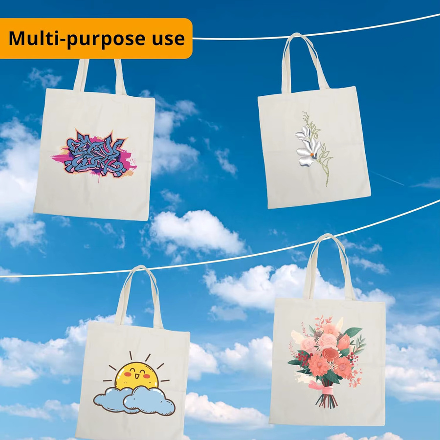 6er-Pack Canvas-Tragetaschen in Weiß für DIY-Projekte und Wärmeübertragungsdesigns - Bild 2