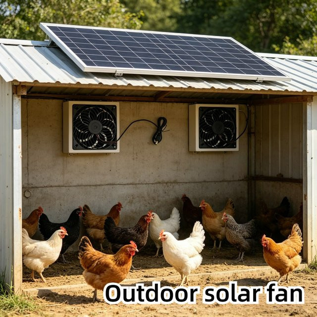 EESBAO Tragbarer 10W Solarbetriebener Kühlventilator für Tierhäuser, Katzenzwinger und Gewächshäuser - Bild 1