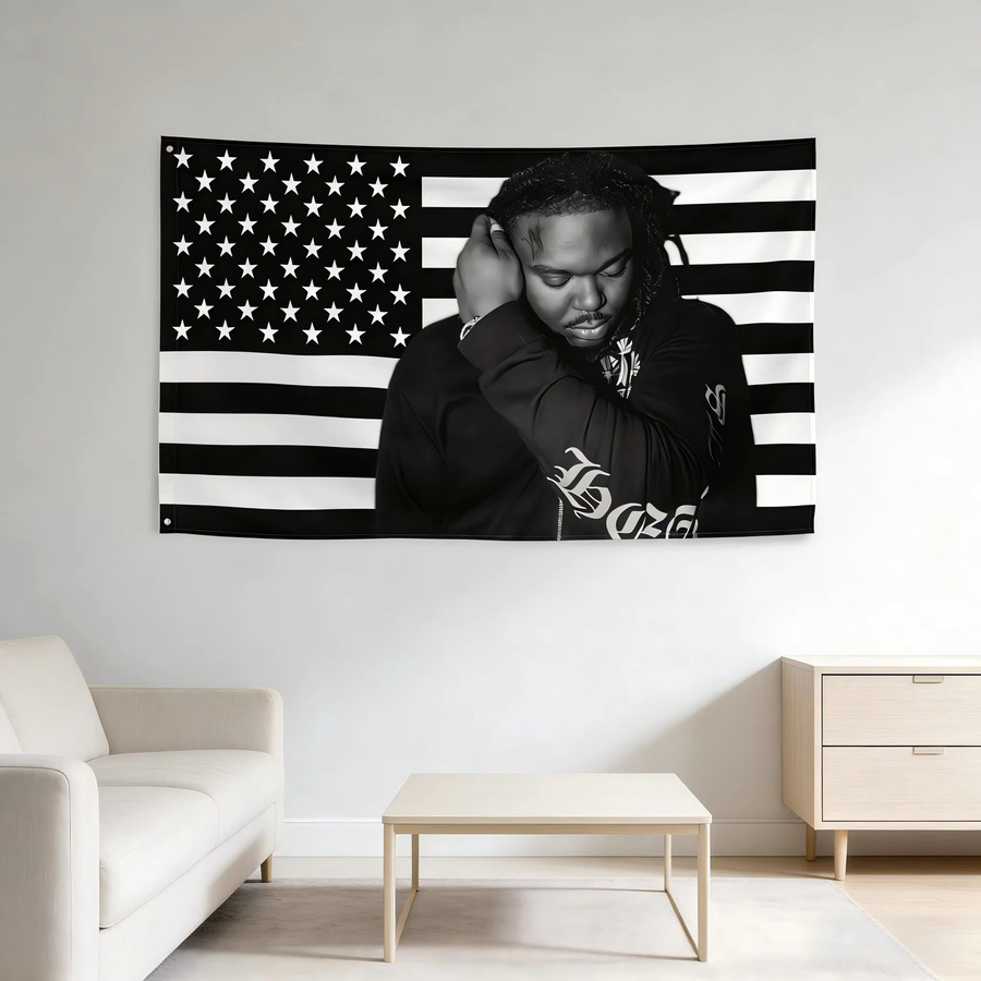LUCKI Wandteppich Amerikanische Flagge mit Sternen und Streifen in Schwarz, Rechteckiges Textil-Banner - Bild 5