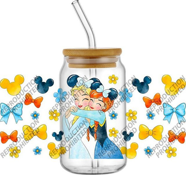 Funko UV DTF 3D-Transferaufkleber mit Prinzessinnen-Motiv und Schleifen, Multicolour, für Gläser und Becher - Bild 1