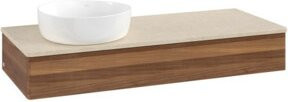 V&B Waschtischunterschrank Antao mit integrierter Beleuchtung, Wandmontage, Farbe Walnut, B/T/H: 120 x 50 x 19 cm - Bild 1