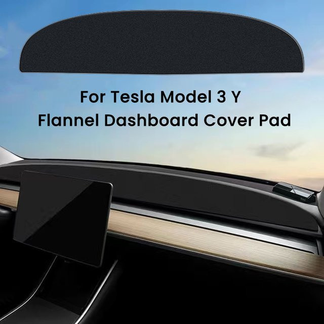 ZUIMI Flanell Dashboard Abdeckung für Tesla Modell 3 und Model Y in Schwarz als UV-Schutz Matte für die Mittelkonsole - Bild 1