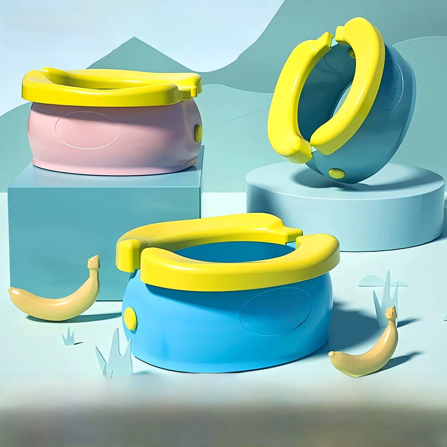Klappbarer Reise-Baby-Toilettentopf als tragbares Urinal und Trainingssitz für Kinder in Grün und Multicolour - Bild 2
