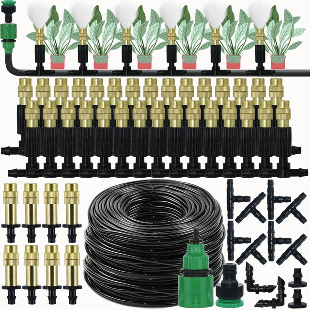 KESLA Bewässerungssystem mit Messing Zerstäuberdüsen und 4/7mm Schlauch für Garten, Außenterrasse und Gewächshaus, 1/4'' Anschluss - Bild 1