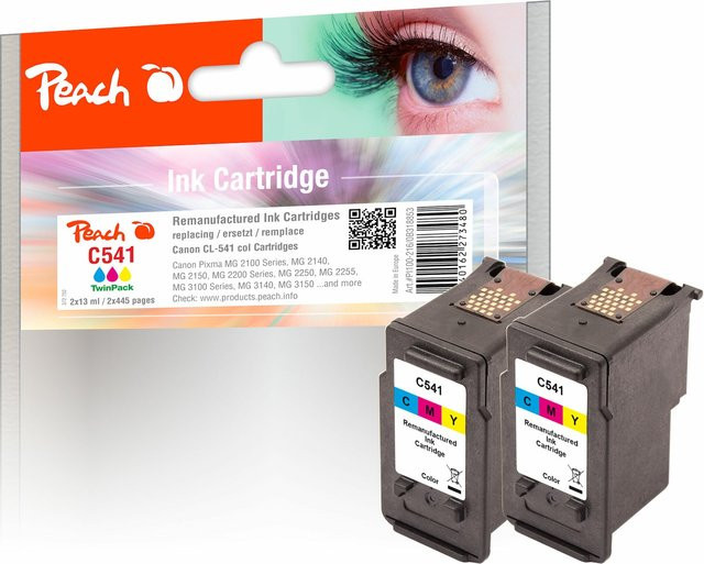 Peach C541C Druckkopf-Set 2er-Pack Multicolor und Schwarz für Canon Pixma TS 5150, MG 3650 und TS 5151, wiederaufbereitet - Bild 1