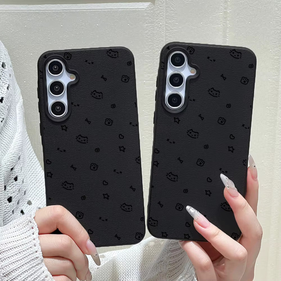AKABEILA Handyhülle mit Cartoon-Katzen-Design für Samsung Galaxy S25 Ultra S24 FE S23 A56 5G A55 A36 A53 A35 A34 A17 A16 A07 A06 A05S A26 in Schwarz aus weichem Silikon - Bild 4