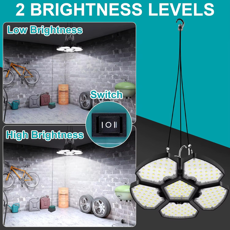 Wiederaufladbare 65W LED-Flutlichtleuchte mit 6500LM für Garten und Arbeit, kompatibel mit Dewalt, Makita und Milwaukee, Farbe: Weiß/Schwarz - Bild 4
