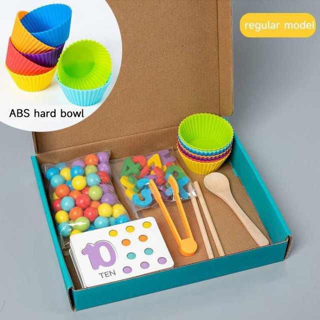 Fashnics Montessori-Clipperlen-Spielzeug, Clip-Ball, Puzzle-Spielzeug, Holz, Blau, ab 3 Jahre - Bild 1