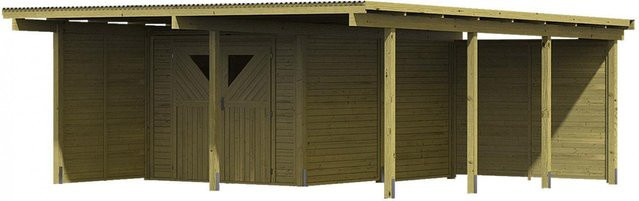 Karibu Doppelcarport Eco 2 mit Abstellraum in Mittel, B/T/H: 268 x 576 cm, inklusive 1 Seitenwand und 1 Rückwand - Bild 3