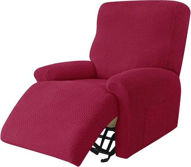 Bestbags Sesselbezug aus Jacquard-Polyester in Rot, rutschfester Stretch-Sitzbezug für Liegesessel und Sofas - Bild 1