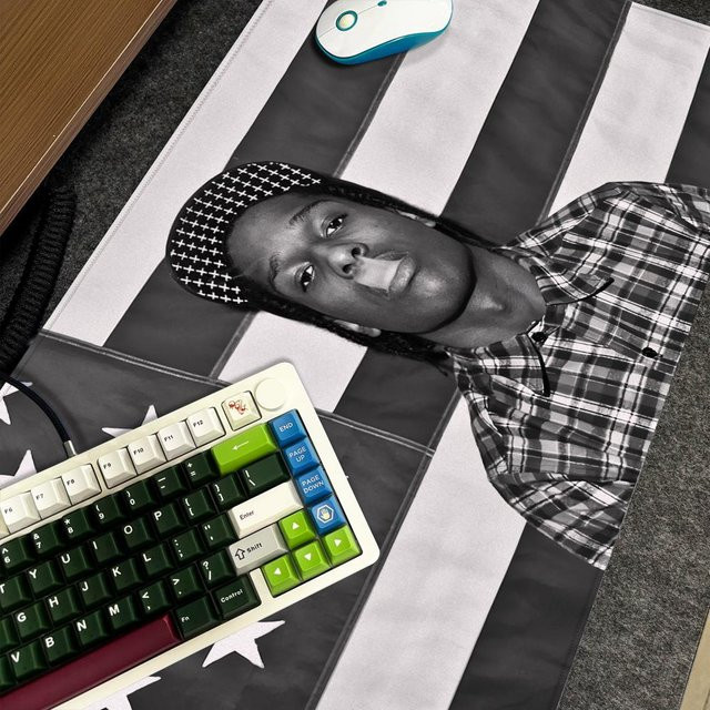 A-Asap R-Rocky Mauspad XXL Gamer Schreibtischunterlage mit Art Design in Schwarz und Multicolour, B/T: 90 x 40 cm - Bild 1