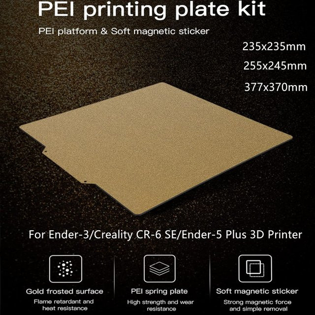 FLEXBED Doppelseitiges PEI Druckbett-Kit für Ender-3, CR-6 SE und Ender-5 Plus, Flexible Stahlbauplatte in Gold - Bild 1