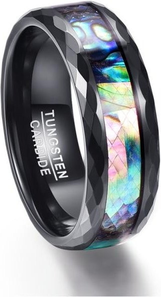 Allbestart Ring Edelstahl, Schwarz, Abalone Shell Imitation Opal, Unisex - Bild 1