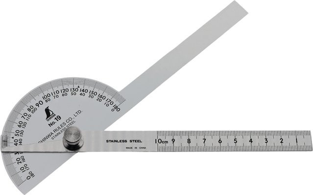 Shinwa Gradmesser No.19 Winkelmesser 90 Grad in Silber, Breite: 10 cm - Bild 1