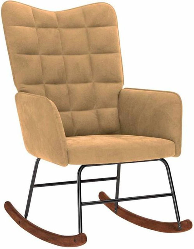 Schaukelstuhl von vidaXL in Braun aus Samt und Metall im modernen Design - Bild 1