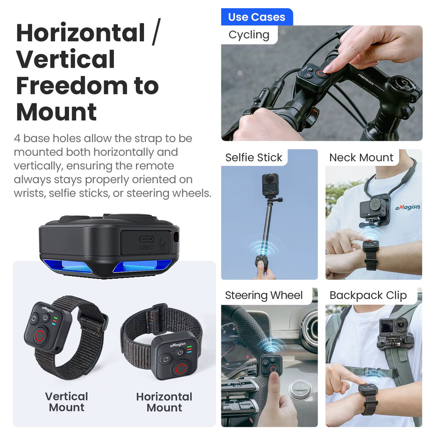 Insta360 Multifunktionaler Bluetooth Kamera-Wireless-Aufnahmecontroller in Schwarz für Insta360 Go, Ultra, X4, Air, X5 und AcePro2 - Bild 4