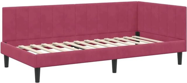 vidaXL Eckbettgestell mit Kopfteil in Weinrot, Stoff und Holz, B/T/H: 140 x 194 x 94 cm - Bild 1