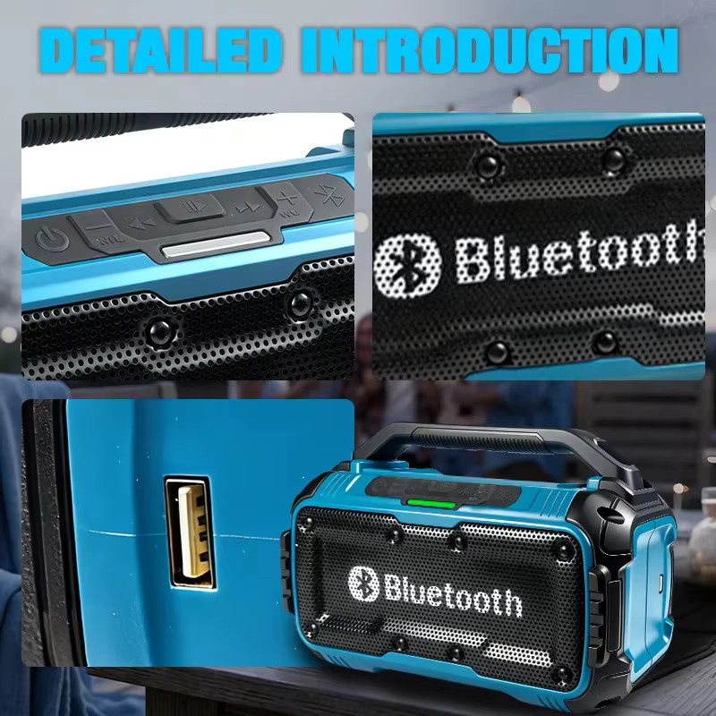 Makita Tragbarer Bluetooth Lautsprecher Outdoor Wasserdicht Stereo Surround Blau - Bild 3