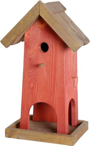 dobar Futterhaus und Nistkasten Kombination Red House aus Kiefernholz in Braun und Rot - Bild 1