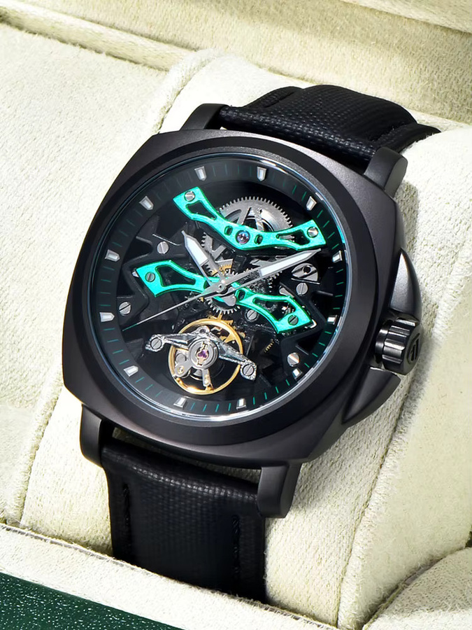 PAGANI DESIGN Armbanduhr, Automatik, Skeleton, 40 mm, Herren, Black green - Bild 7