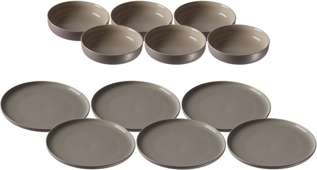 Ritzenhoff & Breker Teller- und Schalenset Jasper, 12er Set, Grau, Solid - Bild 1