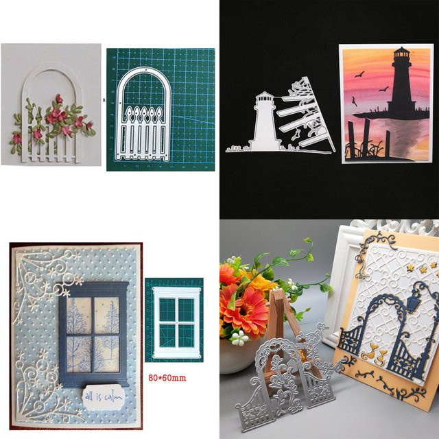 Metall Schneidwerk Schablone für Fenster und Tür Zaun in Silber für DIY Scrapbooking und Papierhandwerk - Bild 1