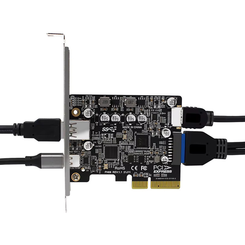 T.F.SKYWINDINTL USB 3.2 Gen 2 PCIe Erweiterungskarte mit 4 Ports (USB-A und USB-C), 10 Gbit/s, Schwarz - Bild 2