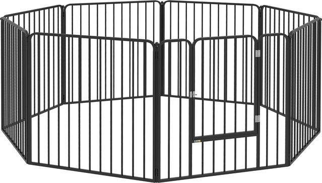 PawHut Hundebox aus Stahl für kleine und mittelgroße Hunde mit 8 modularen Paneelen und 9 Erdspießen für Innen und Außen, Schwarz, B/T/H: 164 x 164 x 80 cm, Aosom - Bild 1