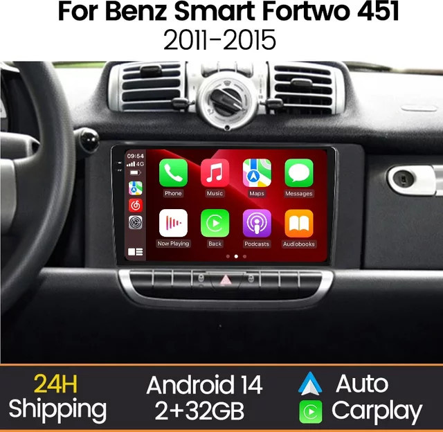 STRONGNAVI Auto-Multimedia-Player mit CarPlay und Android System für Mercedes Benz und Smart Fortwo 451, Radio mit GPS und Audio, Schwarz - Bild 1