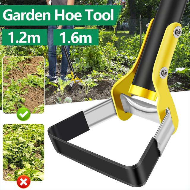 Toorise Gartenhacke aus Edelstahl mit dreieckigem Kopf und ergonomischem langen Griff zur Unkrautentfernung - Bild 1