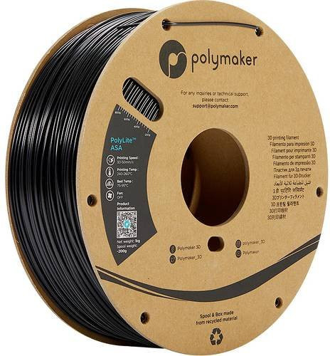 Polymaker PolyLite ASA Filament 1.75mm Schwarz 1000g UV- und witterungsbeständig - Bild 1