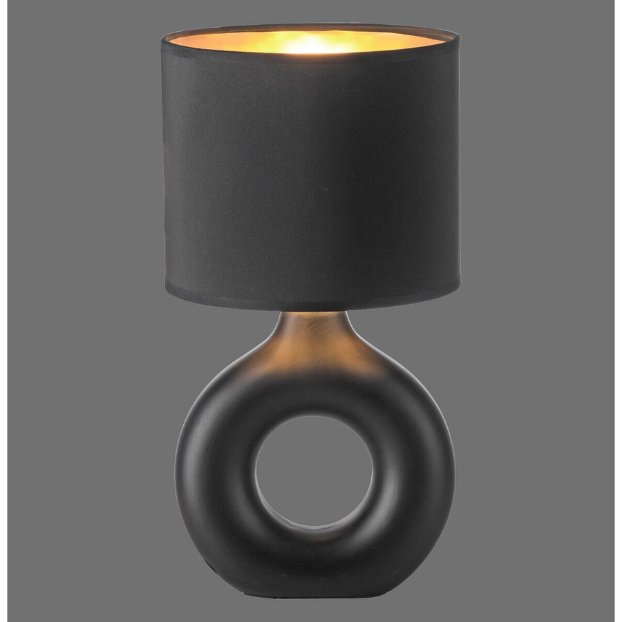 Just Light Tischleuchte Carara in Schwarz mit Keramik und Stoff, H: 30 cm, B: 16 cm, T: 16 cm - Bild 5