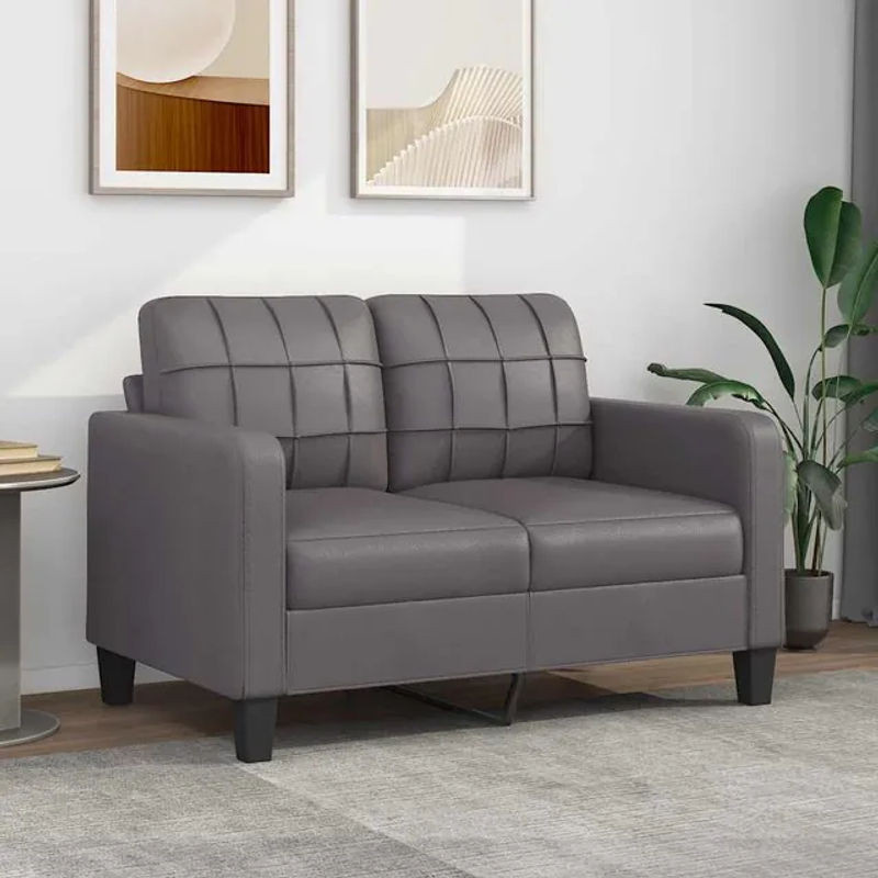 Vidaxl 2-Sitzer Sofa in Grau aus Kunstleder und Metall, Modernes Design, Breite: 120 cm - Bild 1