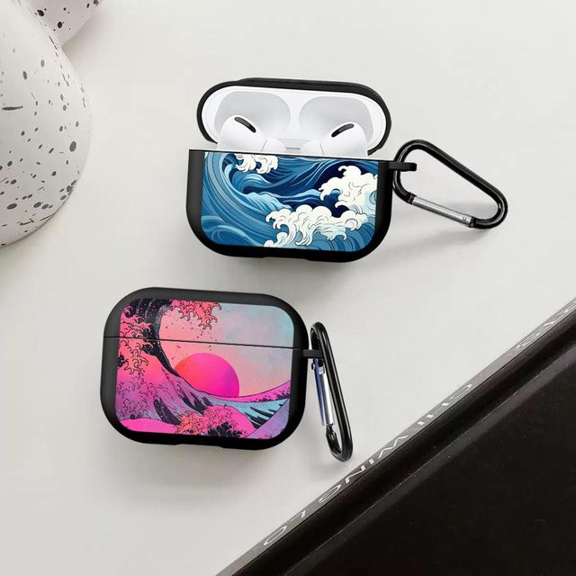 Schutzhülle mit Cartoon-Wellenmuster für Apple AirPods in Multicolour - Bild 1