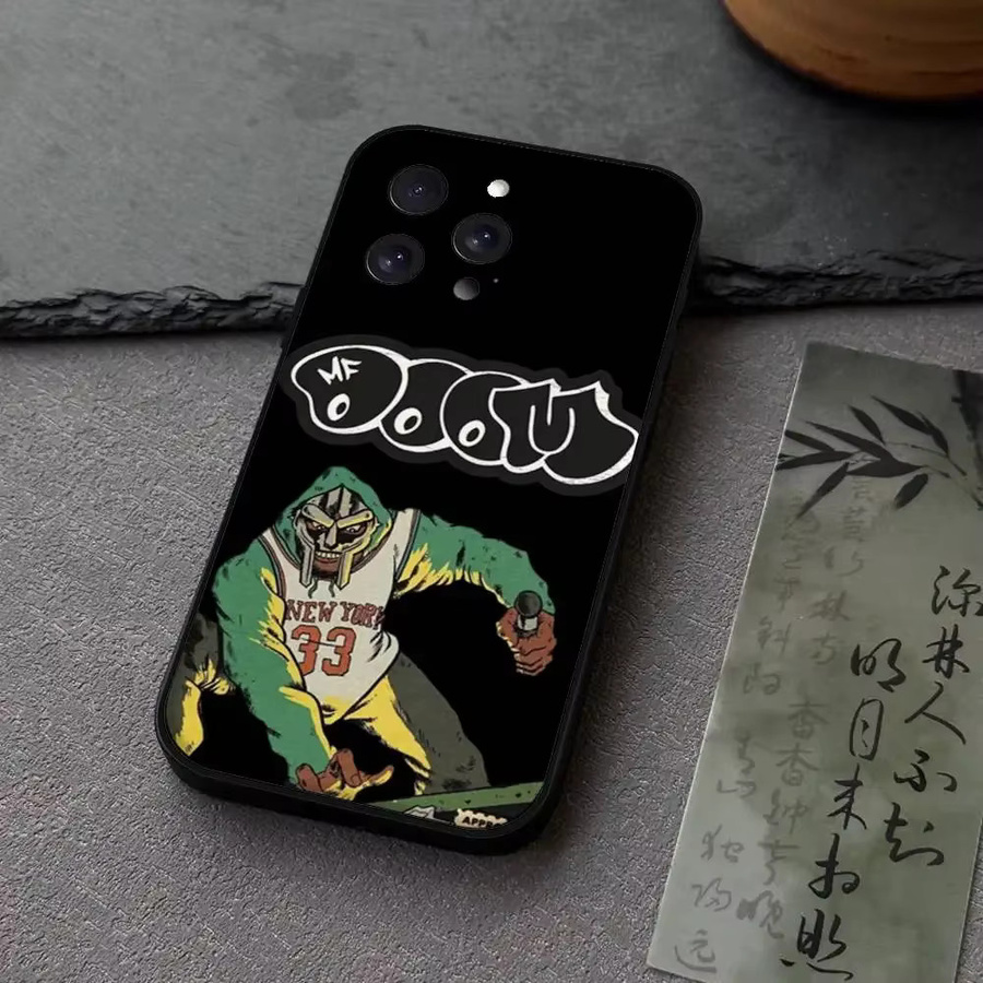 W-MFs-e-DOOMs-Rapper Handyhülle aus schwarzem Silikon für iPhone 11 bis iPhone 17 Modelle - Bild 2