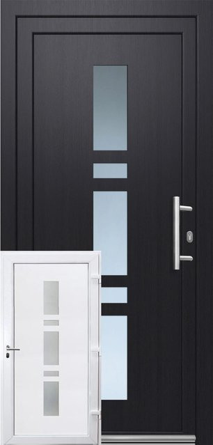 Premium Kunststoff-Haustür PANTO SMK 017 mit Glaseinsatz, Anthrazit-Weiß, B: 110 cm, H: 210 cm, DIN Rechts - Bild 1