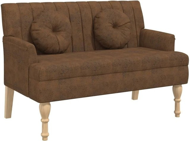 vidaXL Sitzbank mit Kissen in Braun mit Wildleder-Optik und vertikalem Linienmuster, B/T/H: 113 x 64,5 x 75,5 cm - Bild 1