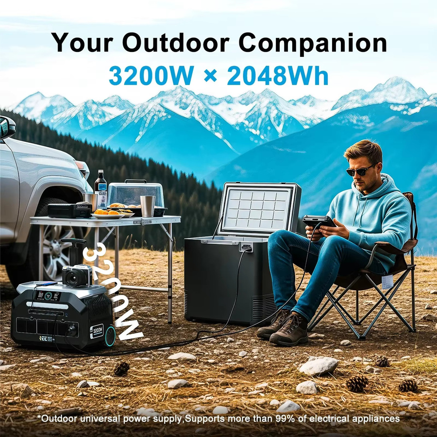 IEE P3200 Powerstation mit 2048Wh Kapazität, 3200W Sinuswellenleistung und 1800W Schnellladung, LiFePO4 Akku für Zuhause, Wohnmobil und Camping - Bild 3