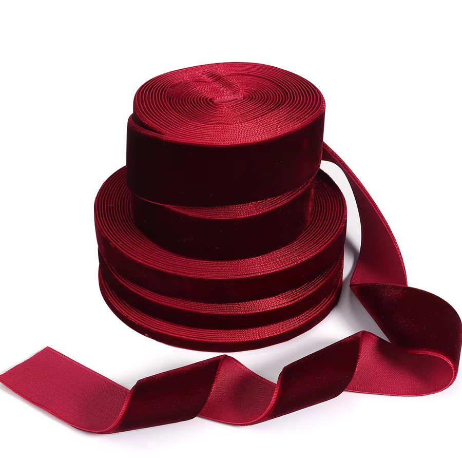 Samtbänder für DIY-Dekoration und Geschenkverpackungen in Schwarz und Weinrot, verschiedene Breiten von 6 mm bis 38 mm - Bild 4