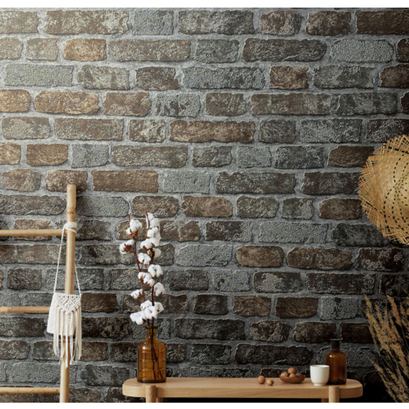 Marburg Vliestapete Imagine in Holz- und Steinoptik, Farbe: Greige/Beige - Bild 5