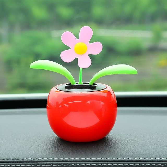 Solarbetriebene wackelnde Sonnenblumen Auto-Dekoration von PISEN 3C in Rot - Bild 1